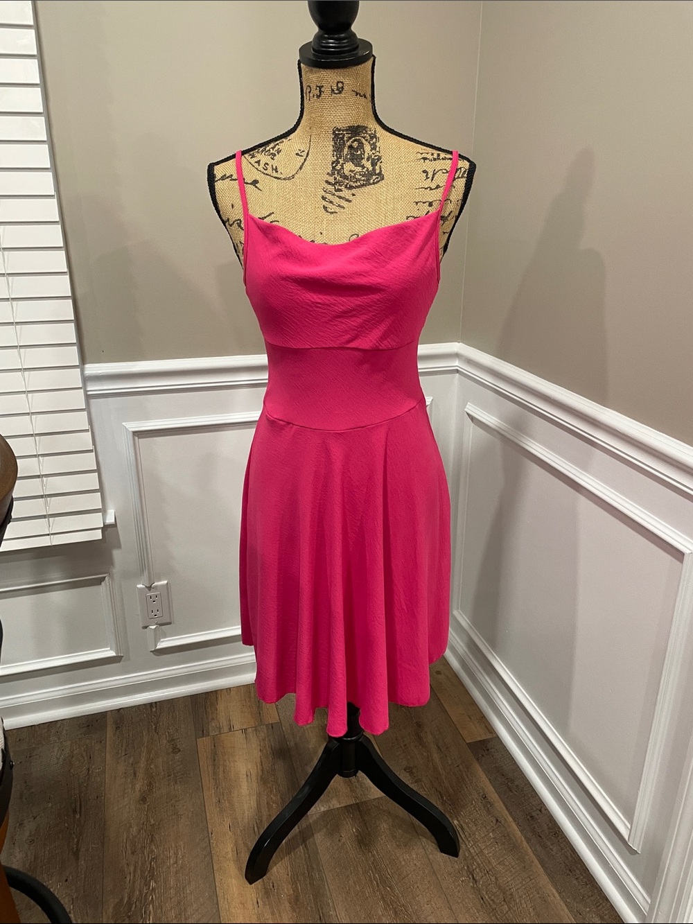 See You Monday Hot Pink Spaghetti Strap Fit & Flare Dress